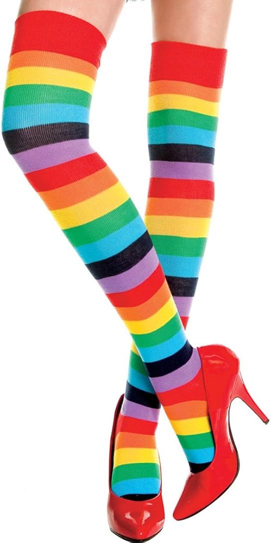 KiKi&NoNo Women's Rainbow Thigh High Socks Fingerless Gloves | Amazon (US)
