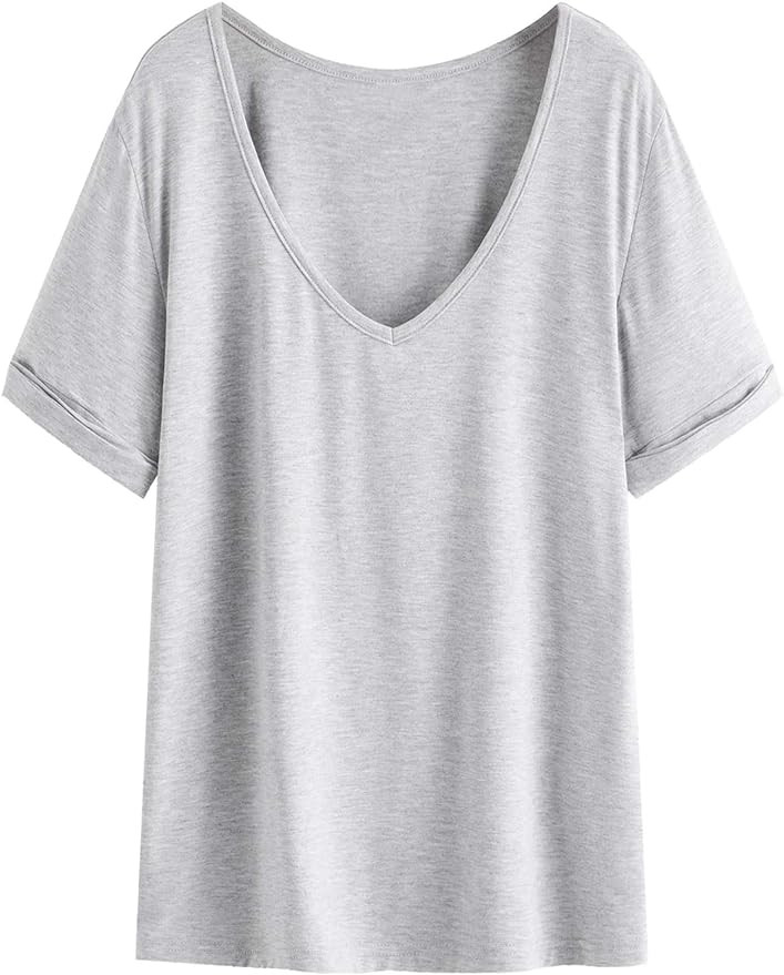 SheIn Women's Summer Short Sleeve Loose Casual Tee T-Shirt | Amazon (US)