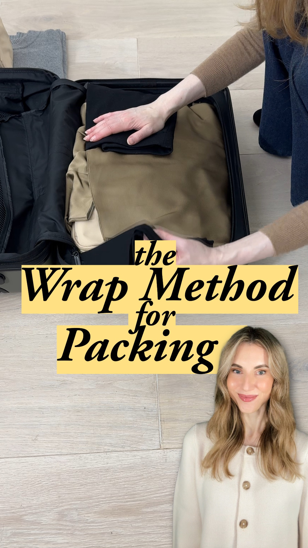 The wrap method eliminates that sharp 180° fold. Long items go in first, flat against the sides, then wrap around everything else for soft corners instead of hard creases. Game changer for silk and maxi skirts. 🛄 I’m wearing the structured cardigan in ivory S, trench coat navy S, suede loafers size 8.5 (TTS), ponte pants XS (I have the 32” inseam and had to hem it; I recommend the 30” for flats). I’m 5’7” 🤍 #quincepartner @onequince 🤍 ponte pants | wide leg pants | travel pants | travel hacks| cashmere cardigan | trench coat | base layers | winter basics | travel wardrobe | capsule wardrobe | Quince cashmere | knit pants | elastic waist pants | layering pieces | modern quiet luxury | airport outfit | packing cubes | suitcase | carryon



#LTKWorkwear #LTKSeasonal #LTKTravel