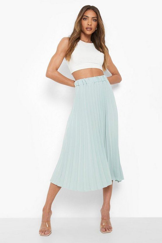 Woven Pleated Longer Length Midi Skirt | Boohoo.com (US & CA)