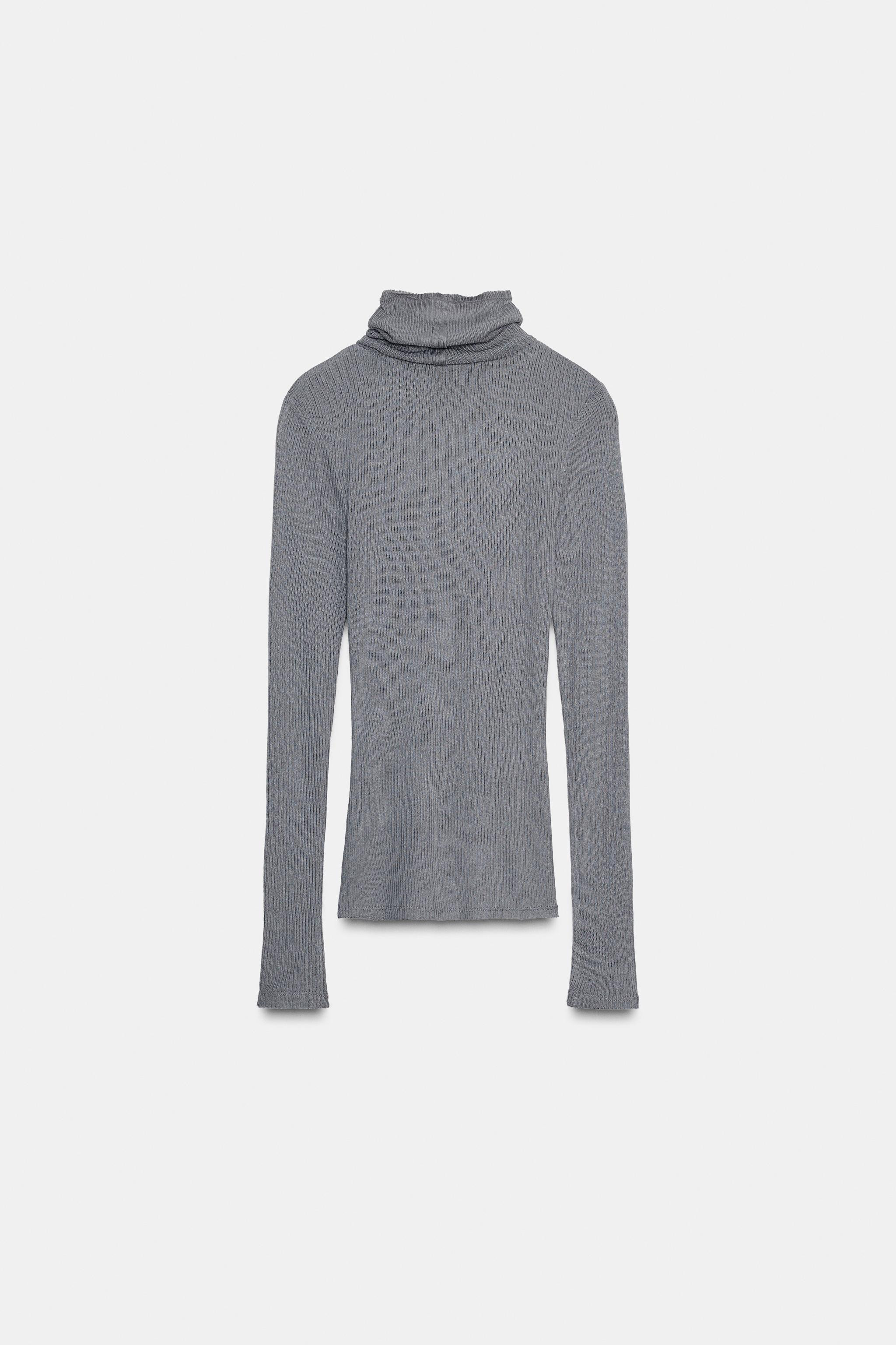 HIGH COLLAR RIBBED TOP | Zara US