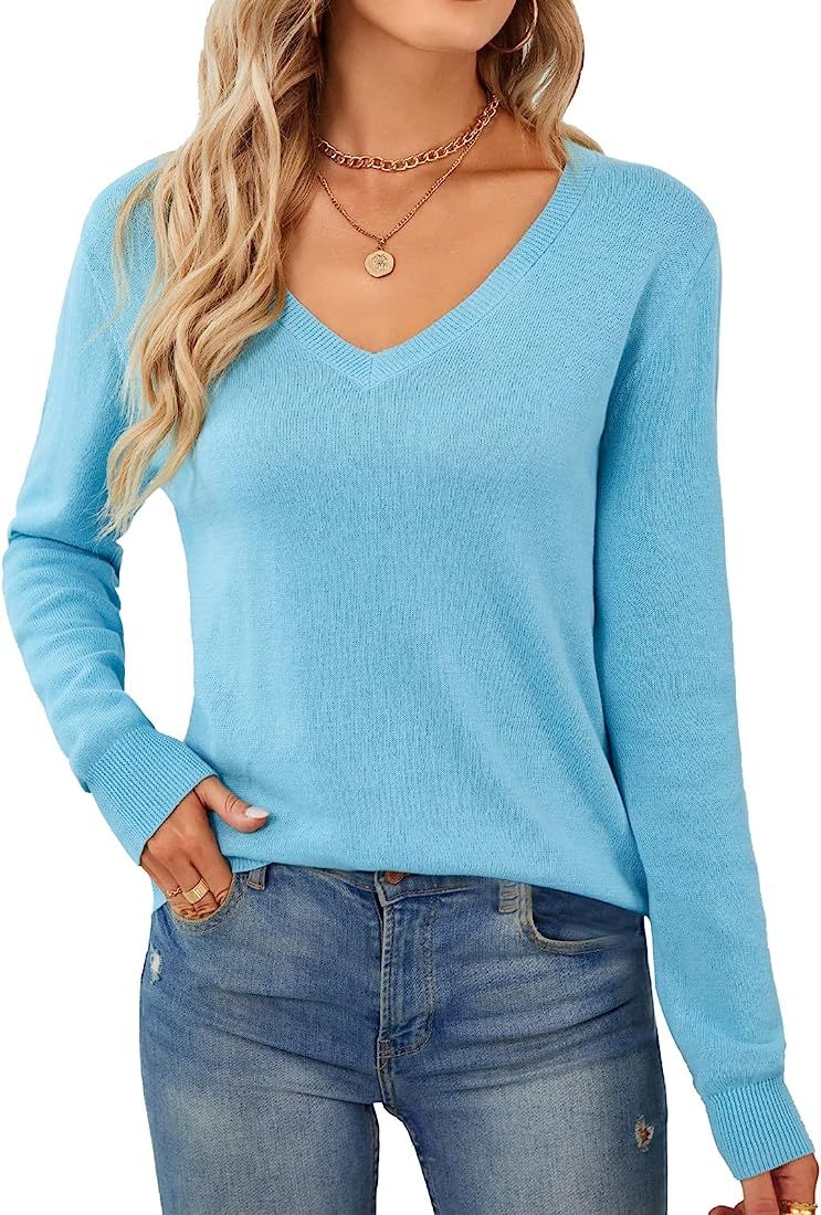 QUALFORT Women's Crewneck Sweater 100% Cotton Soft Knit Pullover Sweaters | Amazon (US)