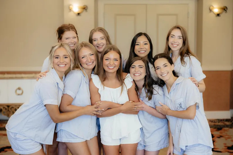 Seersucker Pure Cotton Matching Bridal Pajamas With Names or Monograms - Etsy | Etsy (US)