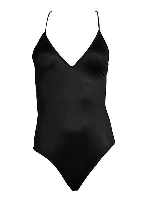 Fleur du Mal Women's Plunging V-Neck Bodysuit - Black - Size Small | Saks Fifth Avenue