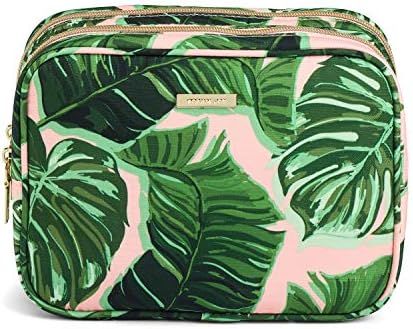 Sophia Joy Dual Zipper Compartment Travel Cosmetic and Toiletry Organizer Bag in Tropical Pink and G | Amazon (US)