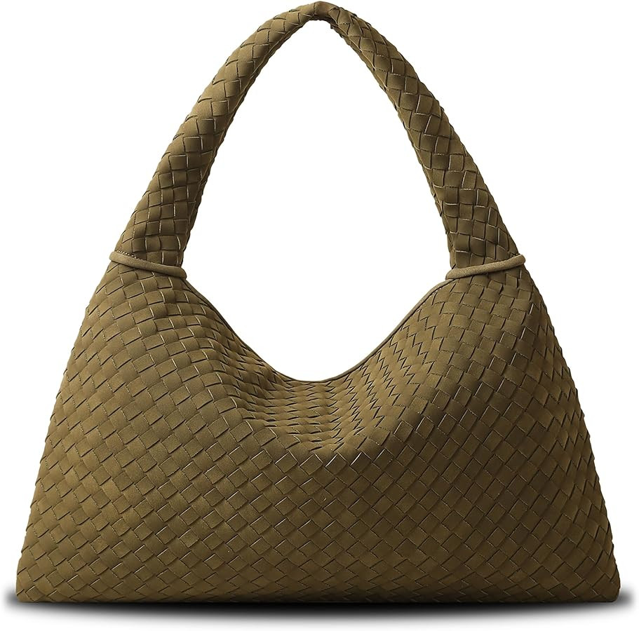 Vegan Leather Woven Tote, Vintage Suede Hobo, Suede Woven Purse, Large Leather Shoulder Bag Braid... | Amazon (US)