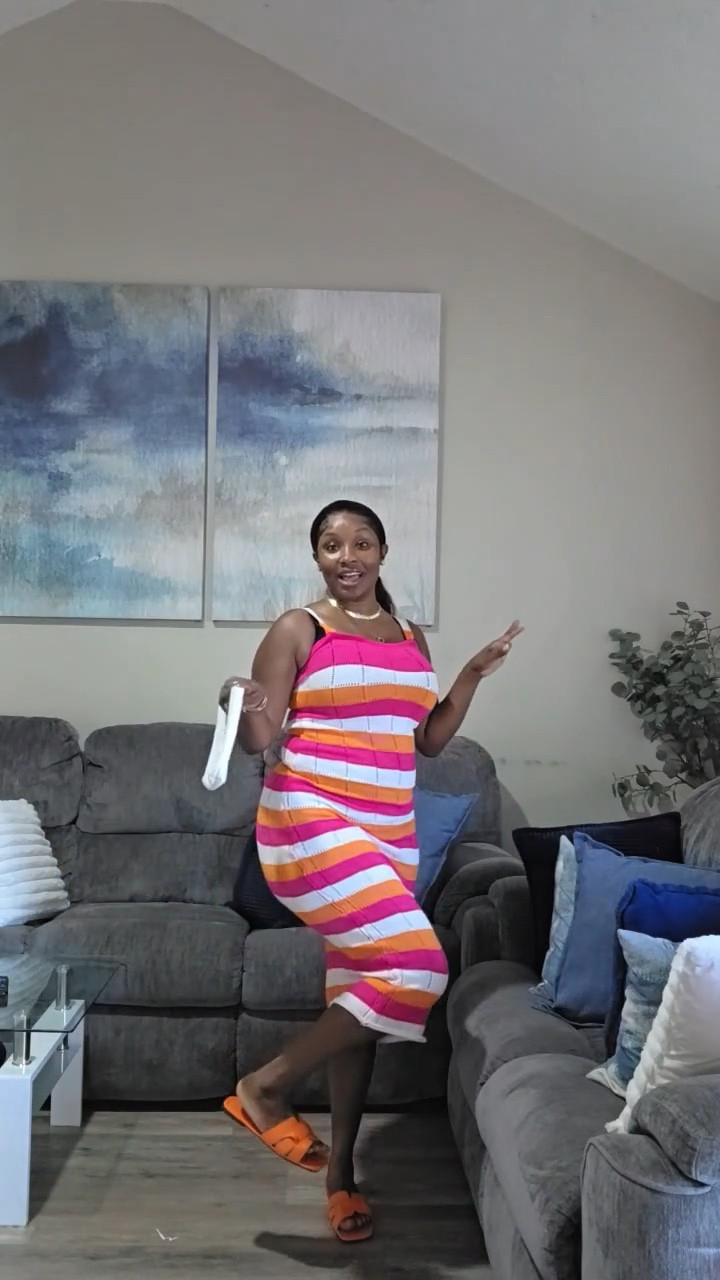 This orange, pink, and white striped mesh dress is such a fun, lightweight piece for warmer days. It’s very stretchy, form fitting, and comfortable while still feeling easy and breathable.

The dress is currently sold out, but I’m linking the shoes, purse, and earrings I paired with it. As soon as it restocks, I’ll add the dress link as well.

The shoes add a bold, vibrant pop of color, while the purse keeps it soft and perfect for a beach or vacation look. Everything together gives effortless, bright, and ready for the season ✨

For reference
Weight: 172
Bra size: 34F
Dress: medium 
Shoes: Size 7

#LTKootd #LTKgrwm #LTKSeasonal