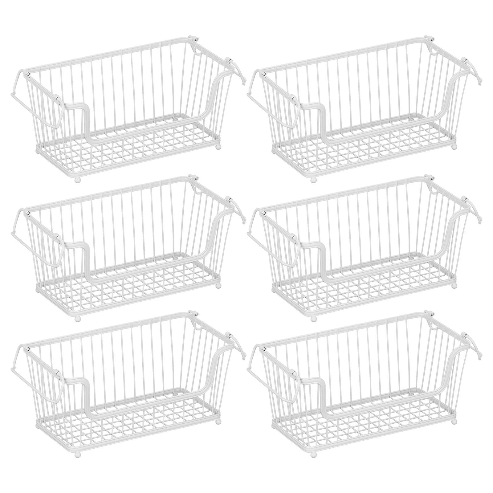 mDesign Steel Metal Wire Stackable Container Storage Organizer Bin with Handles for Kitchen Cabin... | Walmart (US)