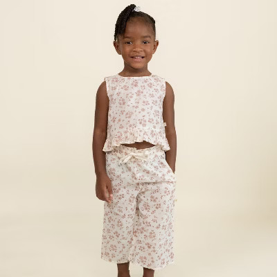 Organic Ruffle Top & Pants Set - Petit Floral | Target