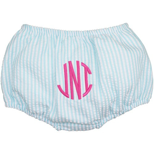 Aqua Seersucker Swim Bloomer | Cecil and Lou