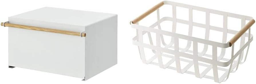 Yamazaki Home Tower bread boxes, One Size, White & YAMAZAKI home 2507 Storage Basket-Dual Handle ... | Amazon (US)