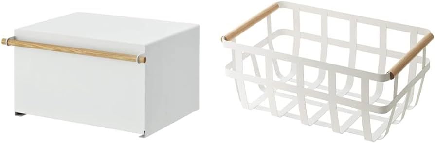 Yamazaki Home Tower bread boxes, One Size, White & YAMAZAKI home 2507 Storage Basket-Dual Handle ... | Amazon (US)