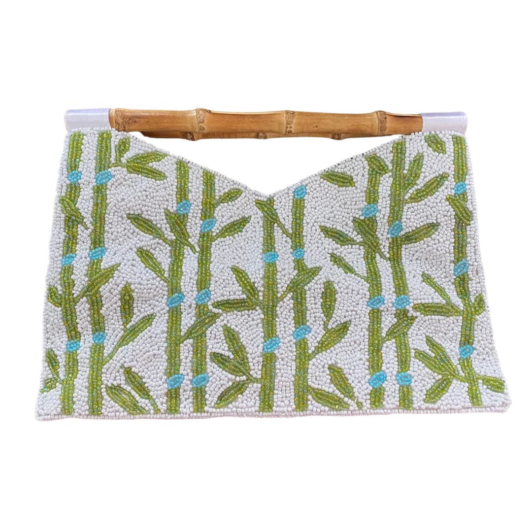 Bamboo Handle Clutch in Green/Turquoise Bamboo | Beth Ladd Collections