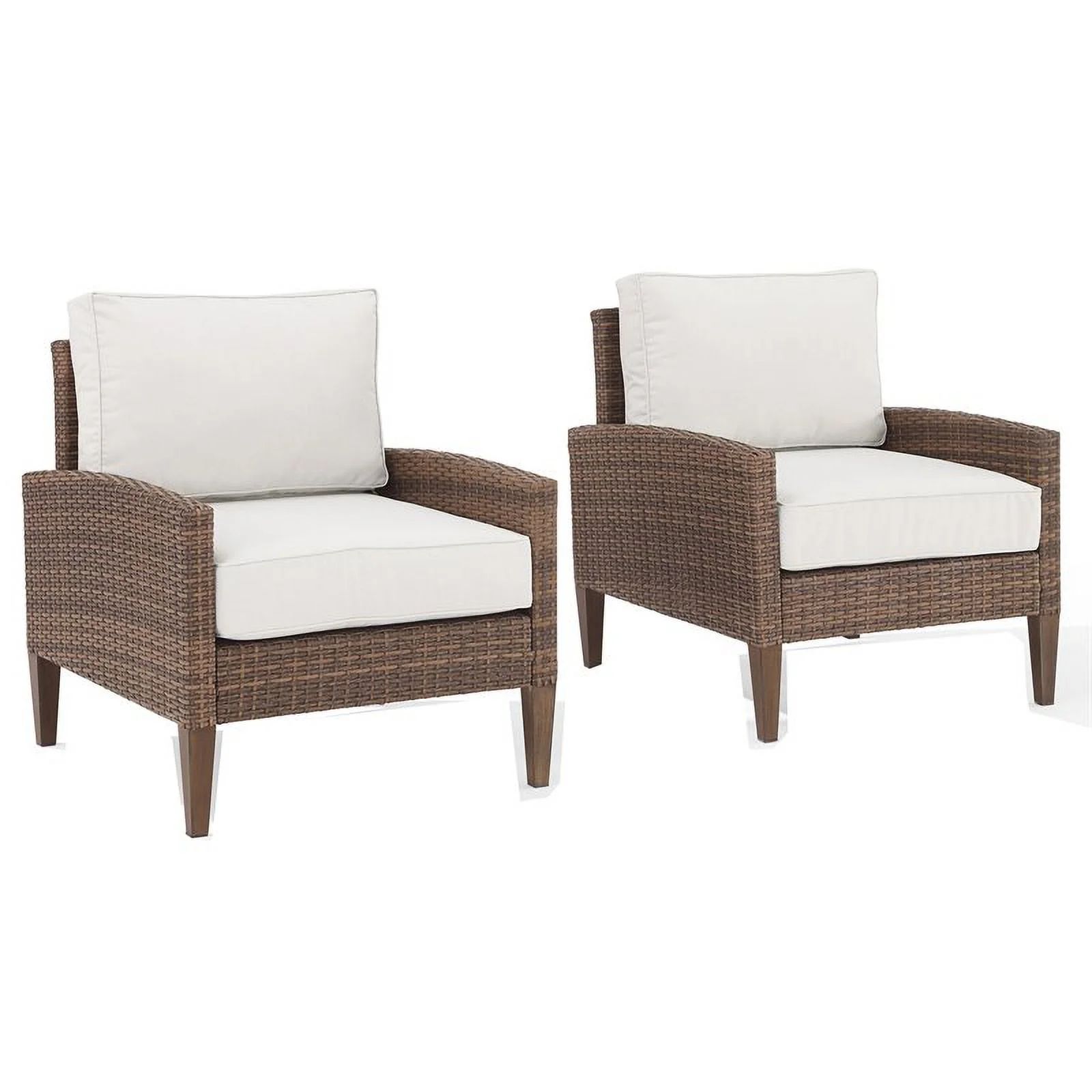 Afuera Living Wicker / Rattan & Fabric Patio Chair in Cream/Brown (Set of 2) | Walmart (US)