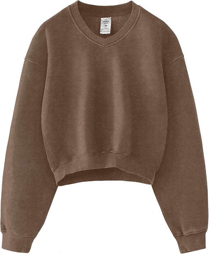 Hatant Sweatshirt for Women Acid Wash Athletic Hoodie Heritage Fleece V-neck Long Sleeve Hoodie F... | Amazon (US)