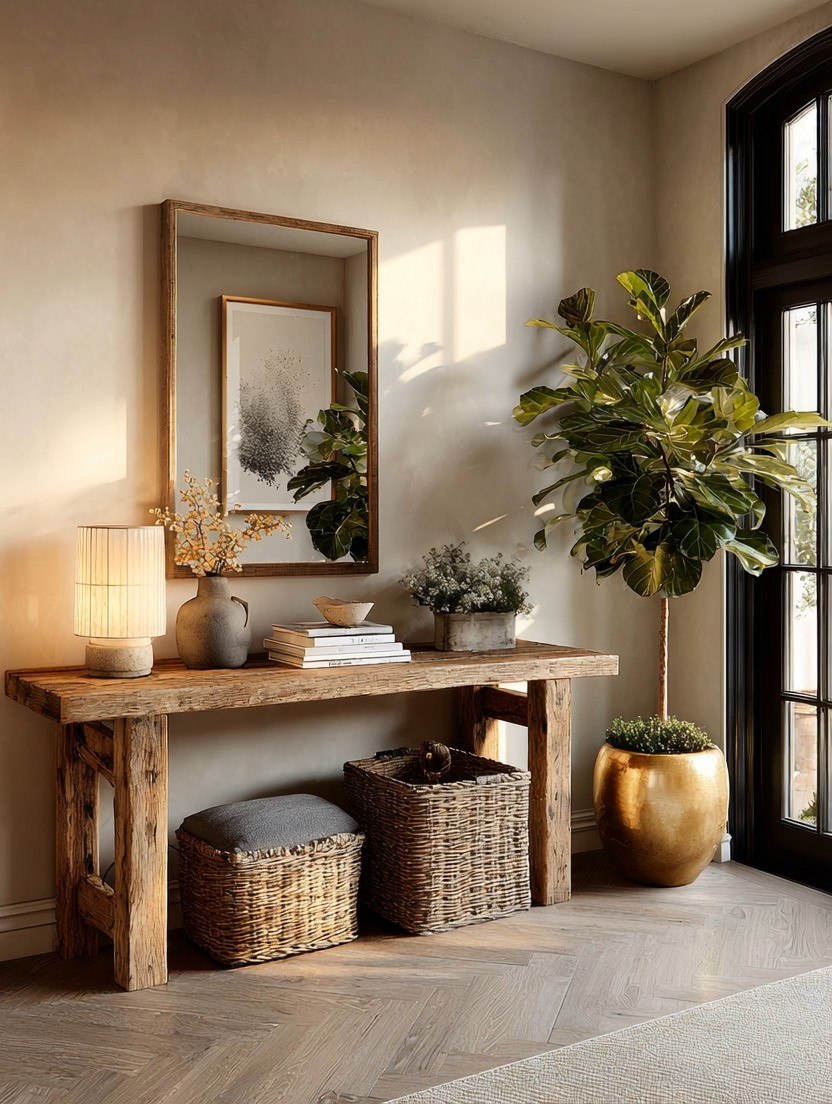 This look is cozy, comfortable, and energy-captivating all at once. A simple console table at the entrance, a beautiful tree (real or faux — your choice), a soft warm lamp, and a few coffee table books… that’s all you need to create a welcoming moment that feels intentional and stylish. Minimal pieces, maximum impact.

#entrywaydecor #cozyhomevibes #consoletabledecor #goldplanterstyle #warmandwelcoming #elegantanddriven 

 #LTKHome