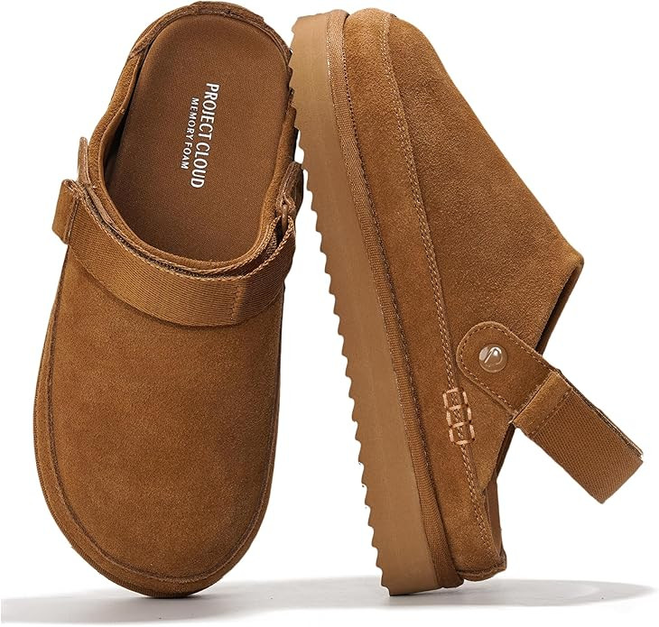 Project Cloud Genuine Suede Clogs for Women - Memory Foam Womens Clogs & Mules with Adjustable St... | Amazon (US)