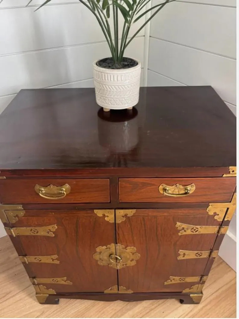 Vintage Korean 19th Century Tansu Chest Asian Credenza Cabinet Brass Elm Wood - Etsy | Etsy (US)