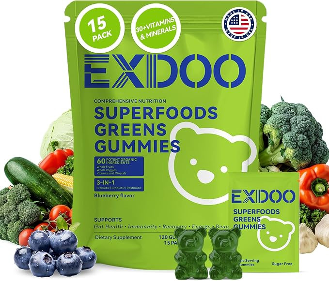 Super Greens Fiber Gummies Multivitamin Superfood Gummy with Spirulina Chlorella Prebiotic Probio... | Amazon (US)