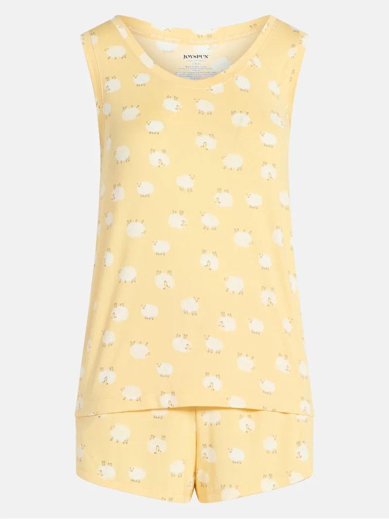 Joyspun Women's Tank Top and Shorts Pajama Set, 2-Piece, Sizes XS-3X | Walmart (US)