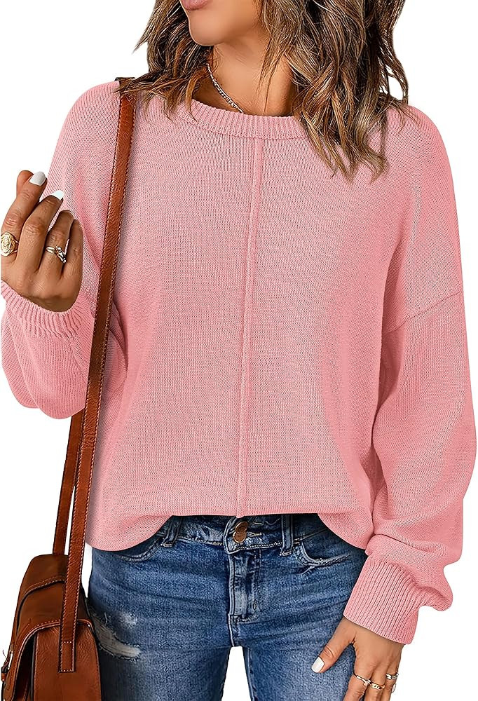 BTFBM Pullover Sweaters for Women Fall Crewneck Slouchy Long Sleeve Sweater Loose Casual Knit Top... | Amazon (US)