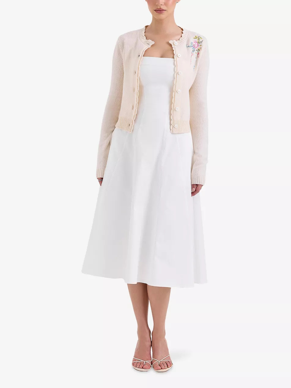 Anjou Floral-Embroidered Wool Knitted Cardigan | Selfridges