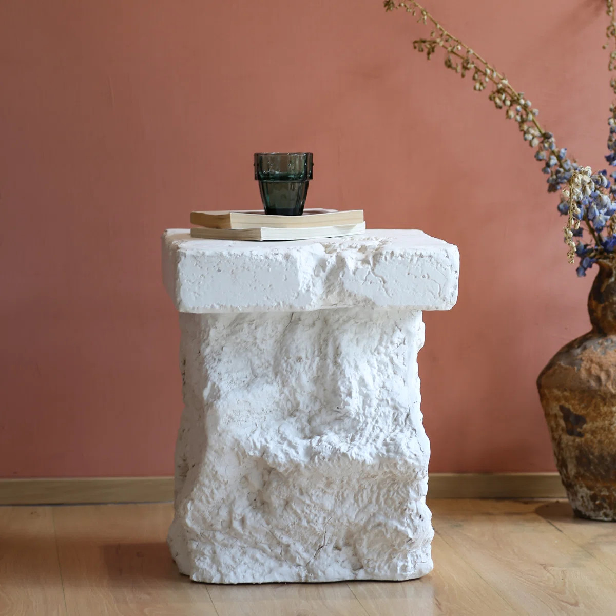 Frith Sculpted Magnesium Oxide Side Table With Organic Base | Wayfair North America