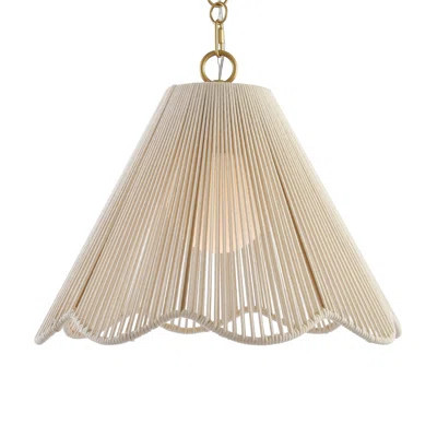 Boho 1-Light Scalloped Rope Pendant Light with Adjustable Gold Chain, Natural Woven Shade Pendant Lighting for Kitchen Island & Bedroom | Wayfair North America