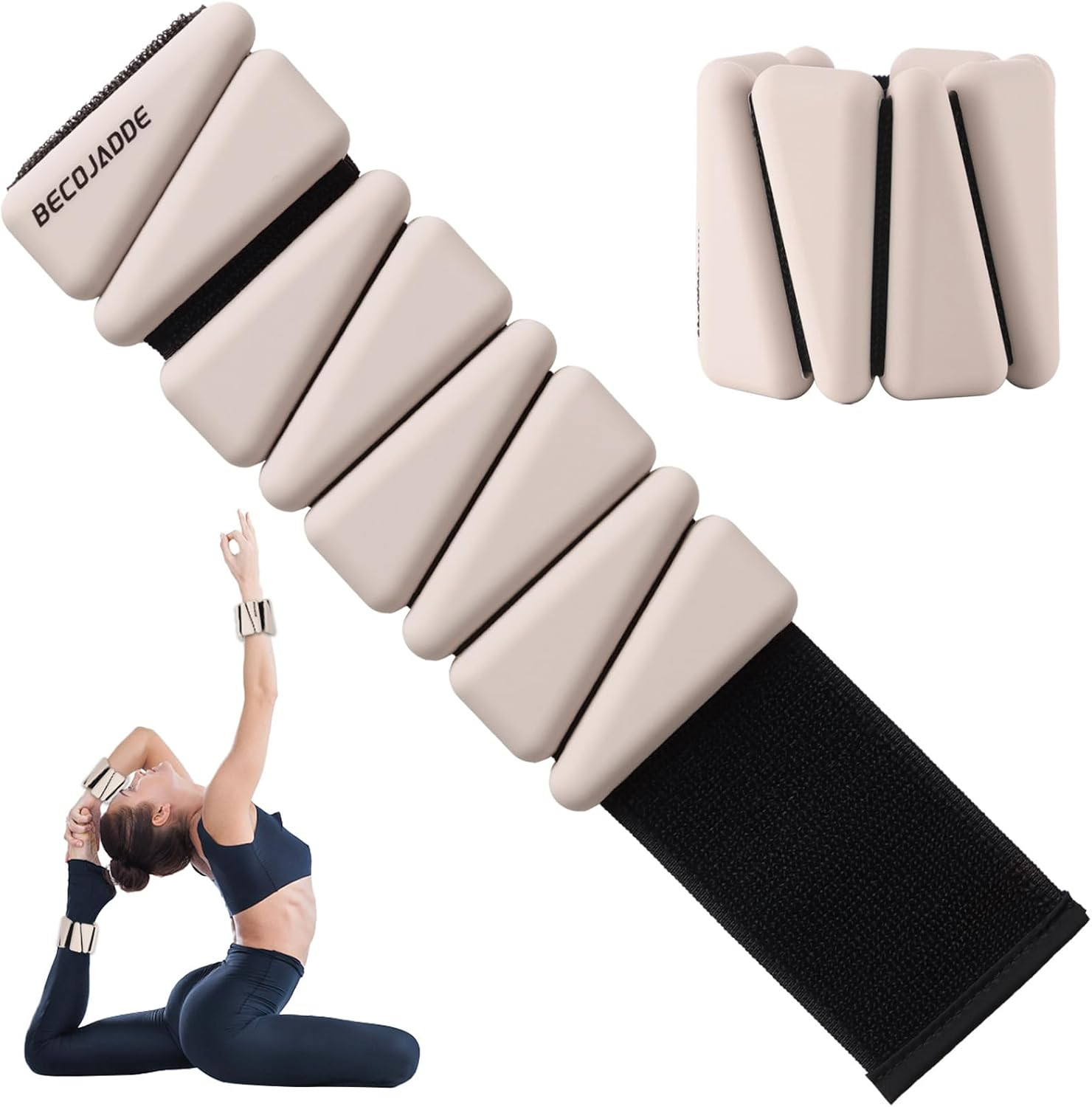 BECOJADDE Ankle Weights Set of 2 (1 lb/2 lb/3 lb Each) Adjustable Wrist Weights for Women Men Wearable Arm Leg Weight for Pilates, Running, Walking, Workout, Yoga | Amazon (US)
