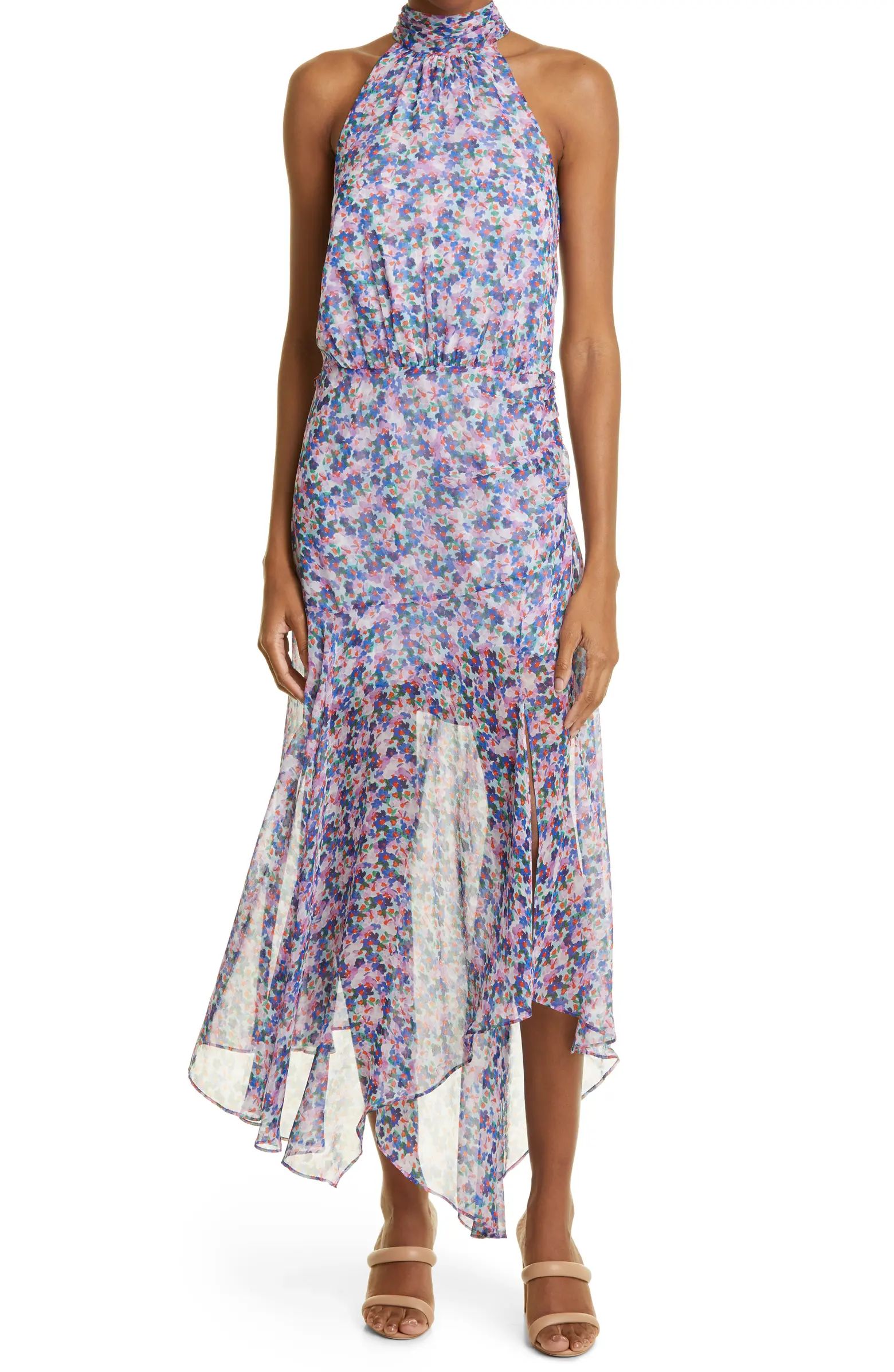 Leia Floral Halter Neck Silk Dress | Nordstrom