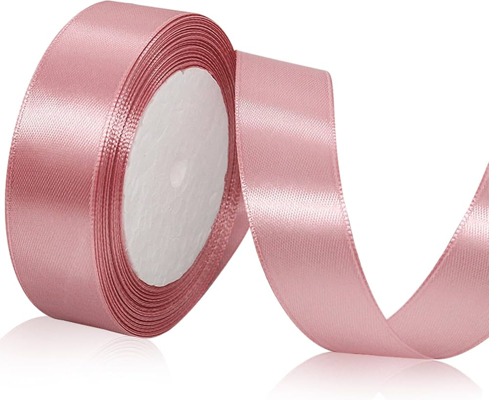 Rose Pink Satin Ribbon 1 Inch x 25 Yards, Rose Gold Silk Ribbon for Gift Wrapping, Flower Bouquet... | Amazon (US)