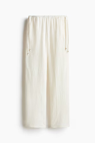 H & M - Wide-Leg Drawstring Pants - White | H&M (US + CA)