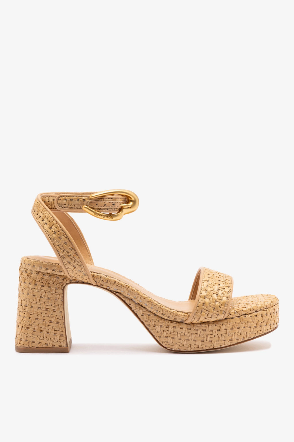 Dolly Verona Low Sandal In Natural Raffia and Beige Leather | Larroude