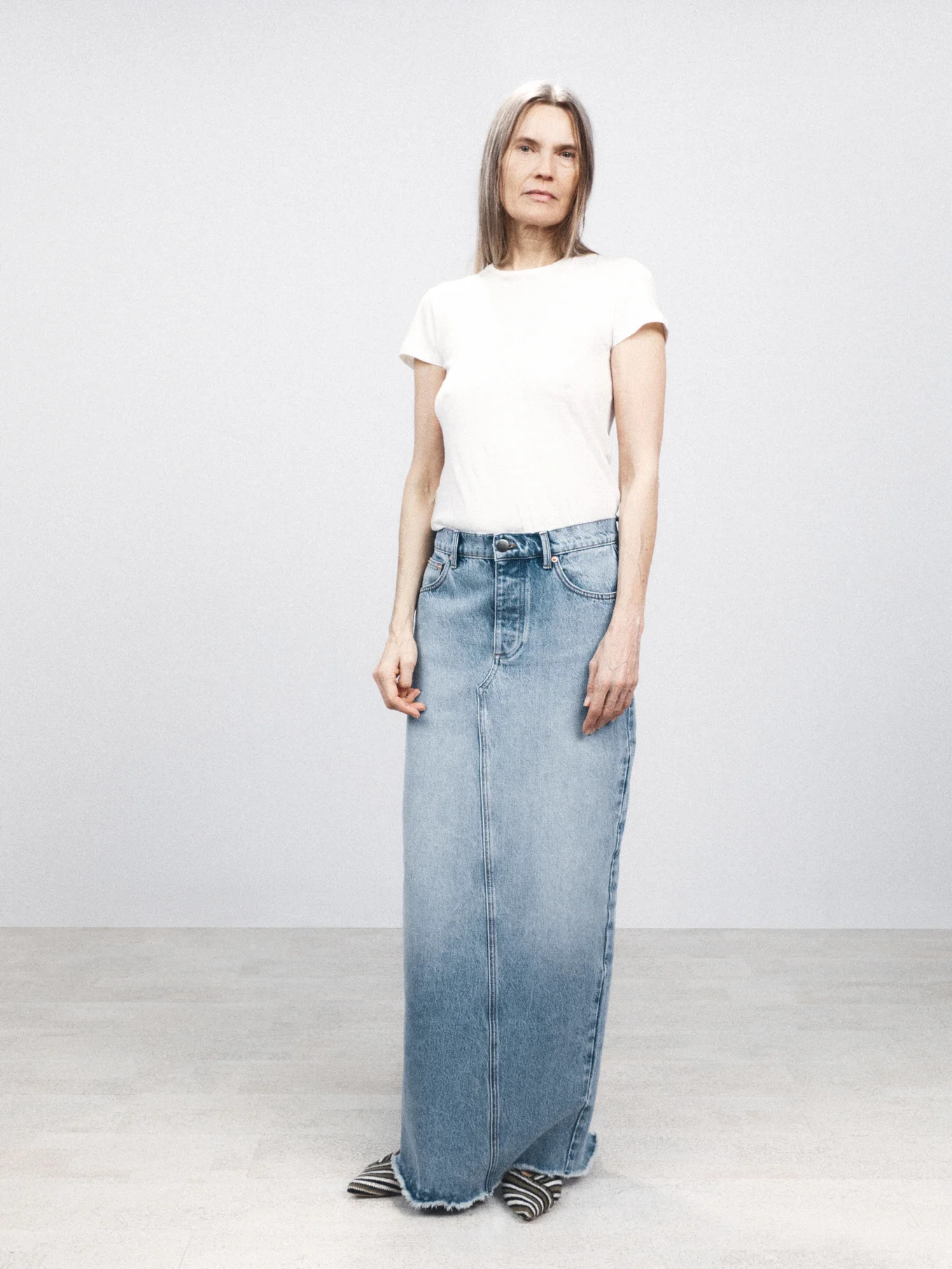 Split-back organic-cotton denim maxi skirt | Matches (UK)