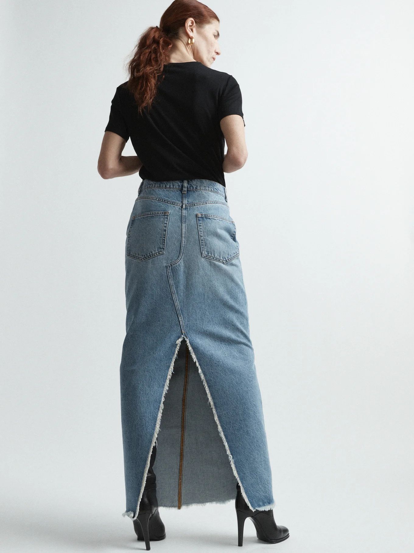Split-back organic-cotton denim maxi skirt | Raey | Matches (UK)