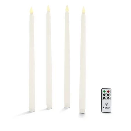 LampLust Ivory 15 Wax Flameless Taper Candles Set of 4 - Classic Smooth Finish Faux Flame Candles Ba | Walmart (US)