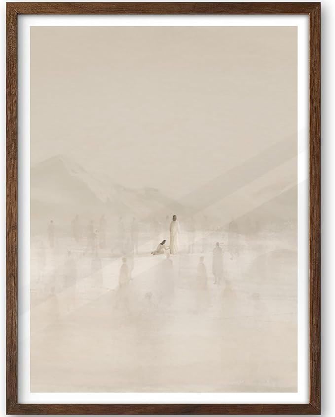 iHery Natural OAK Wood Woman Touches Jesus Walnut Color Framed Wall Art, Large 16x20in Jesus Heal... | Amazon (US)