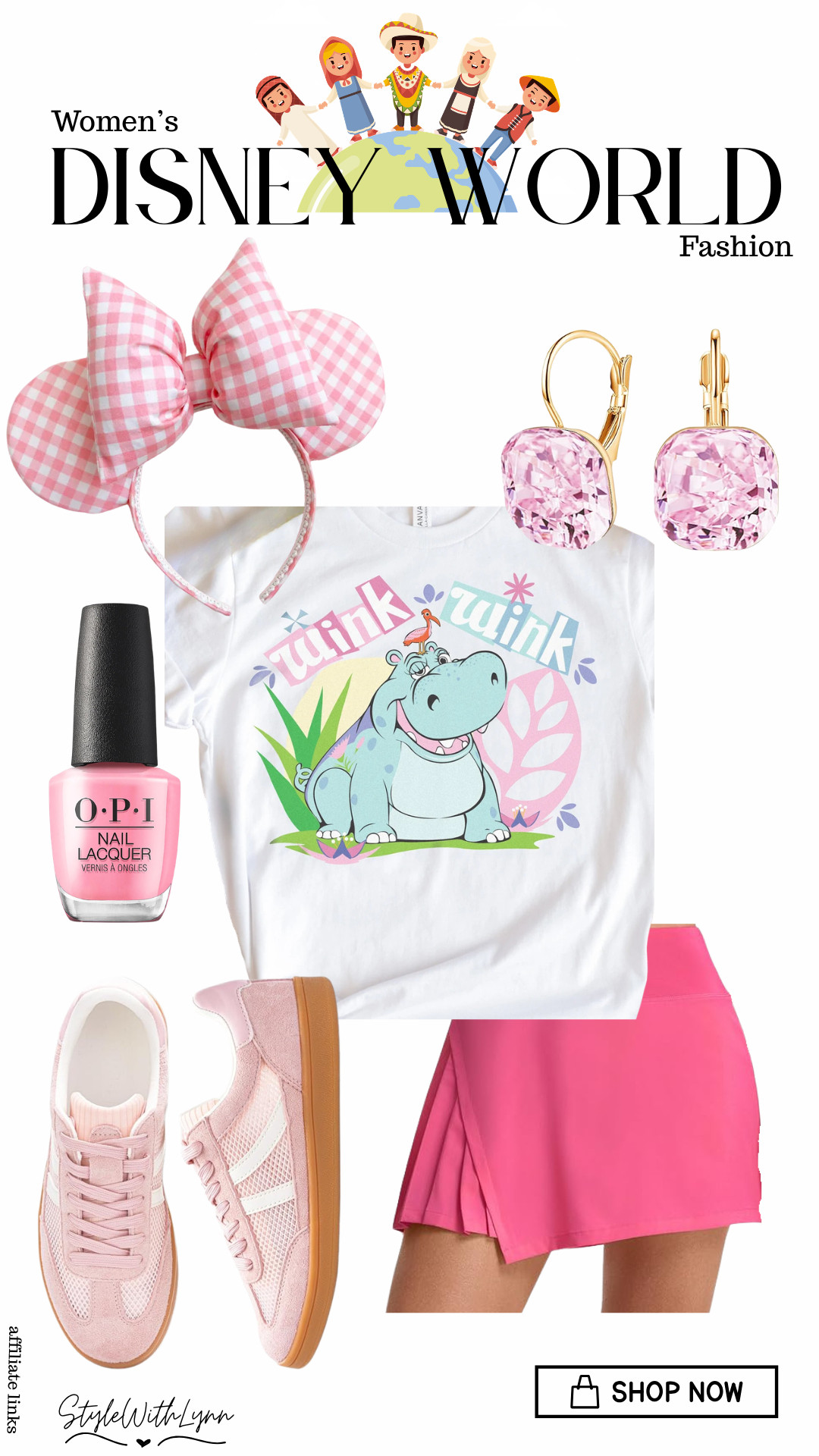 IYKYK - This playful park outfit is giving all the whimsical, colorful vibes inspired by the iconic ride! From the “wink wink” hippo tee to the soft pink accents and comfy sneakers, this look is perfect for strolling through Fantasyland in style. Add the gingham Minnie ears for that extra dose of magic. 🎀✨   


its a small world outfit, disney world outfit women, disney outfit inspiration, fantasyland outfit, disney park style, minnie ears outfit, pink disney outfit, disney graphic tee outfit, cute disney outfits, disney vacation outfit, theme park outfit ideas, disneybound outfit, whimsical disney style, disney fashion blogger, disney ootd, comfortable disney outfit, disney sneakers outfit, spring disney outfit, summer disney outfit, disney aesthetic outfit 

 #DisneyStyle #DisneyWorld #Disneyland #LTKootd #LTKTravel