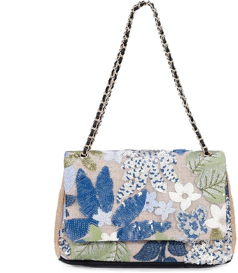 Women Summer Straw Bag Sequin Floral Embroidery Clutch Purse Shoulder Handbag For Beach Party Wit... | Amazon (US)