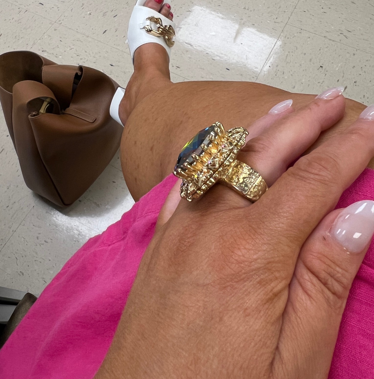 These sandals look so high end but they are under $20!  Love a white sandal in the summer, especially with gold chain detail!  Wearing my true size.  Easy to walk in

#LTKdayinmylife #LTKOver40 #LTKootd