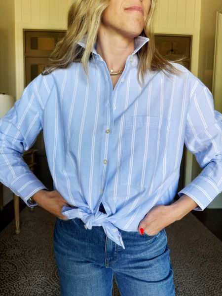 We tried the button downs from AYR (they were one of Oprah’s favorite things). We were curious if they were really THAT great. And guess what- they are! Quality cut (sleeves not too long and good for rolling), well made, classic patterns and will last. Worth the $$! These run tts. Laura in a small here. 

#LTKover40 #LTKstyletip #LTKSeasonal