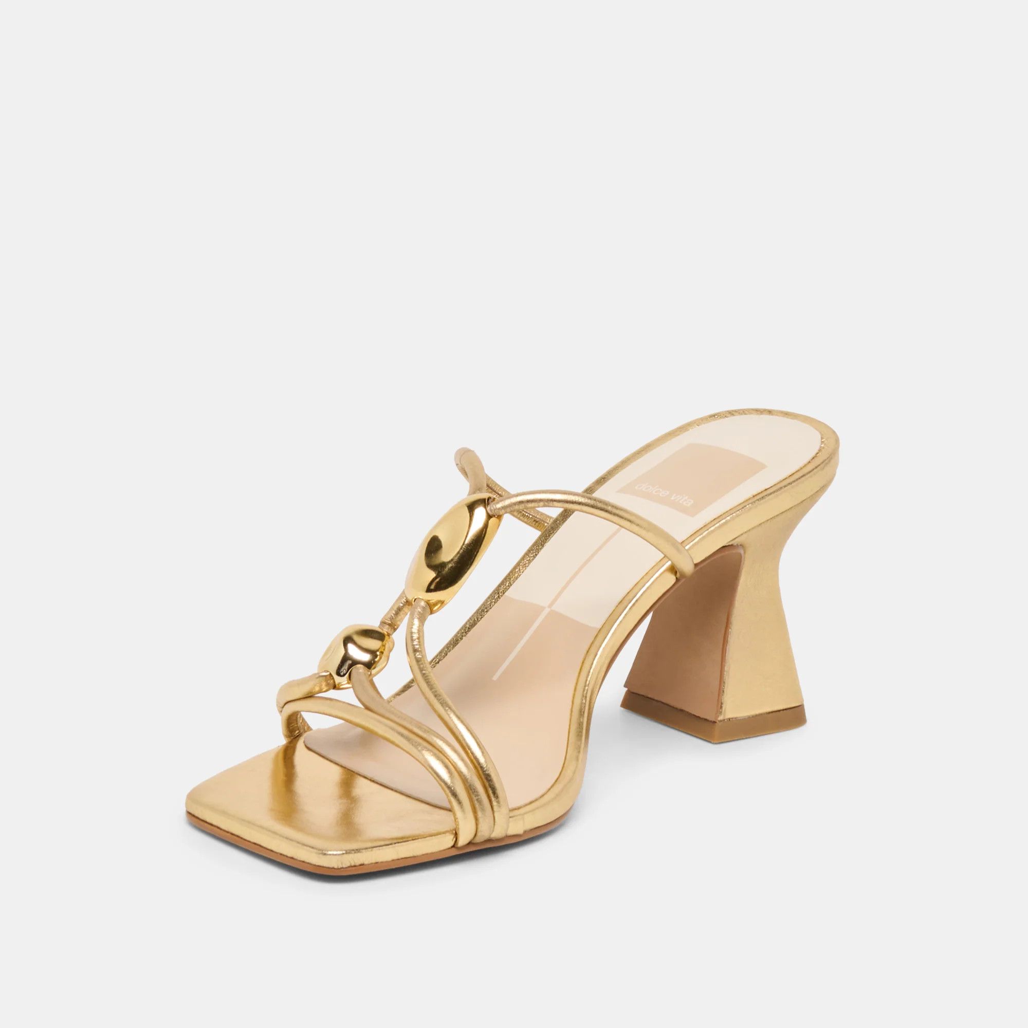 Alayna Heels Gold Leather | DolceVita.com