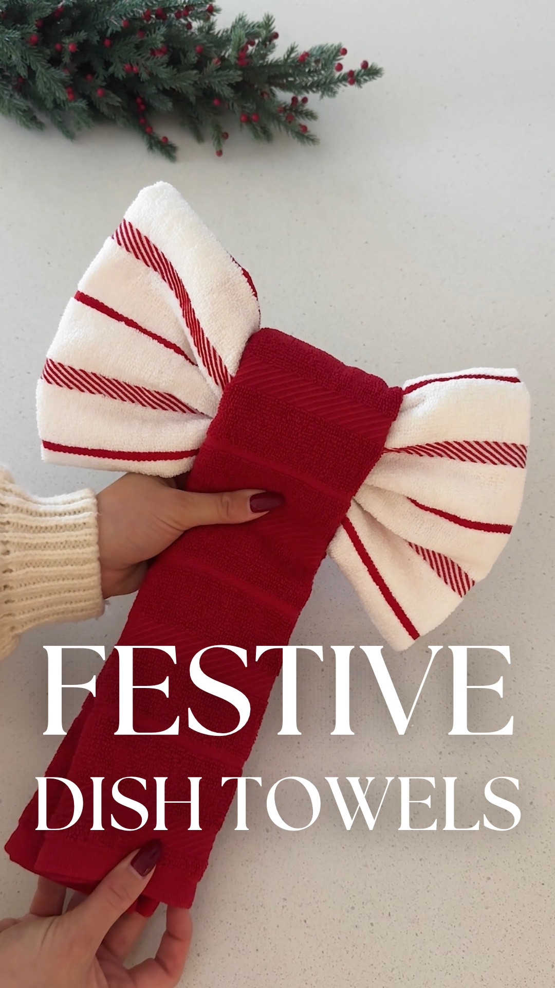 My favorite festive dish towels that I turn into a holiday bow every year ❤️🎄 which also of course means they are off limits and cannot be used 😅 would you try this? Such a simple decorating tip that transforms your whole kitchen!

holiday bow, kitchen towels decor, christmas diy, amazon find, holiday kitchen decor, christmas home hacks, festive towel trick, easy holiday craft, christmas hostess ideas, simple holiday decor #christmasdecor #holidayhacks #amazonfinds 

#LTKHoliday #LTKFindsUnder50 #LTKHome