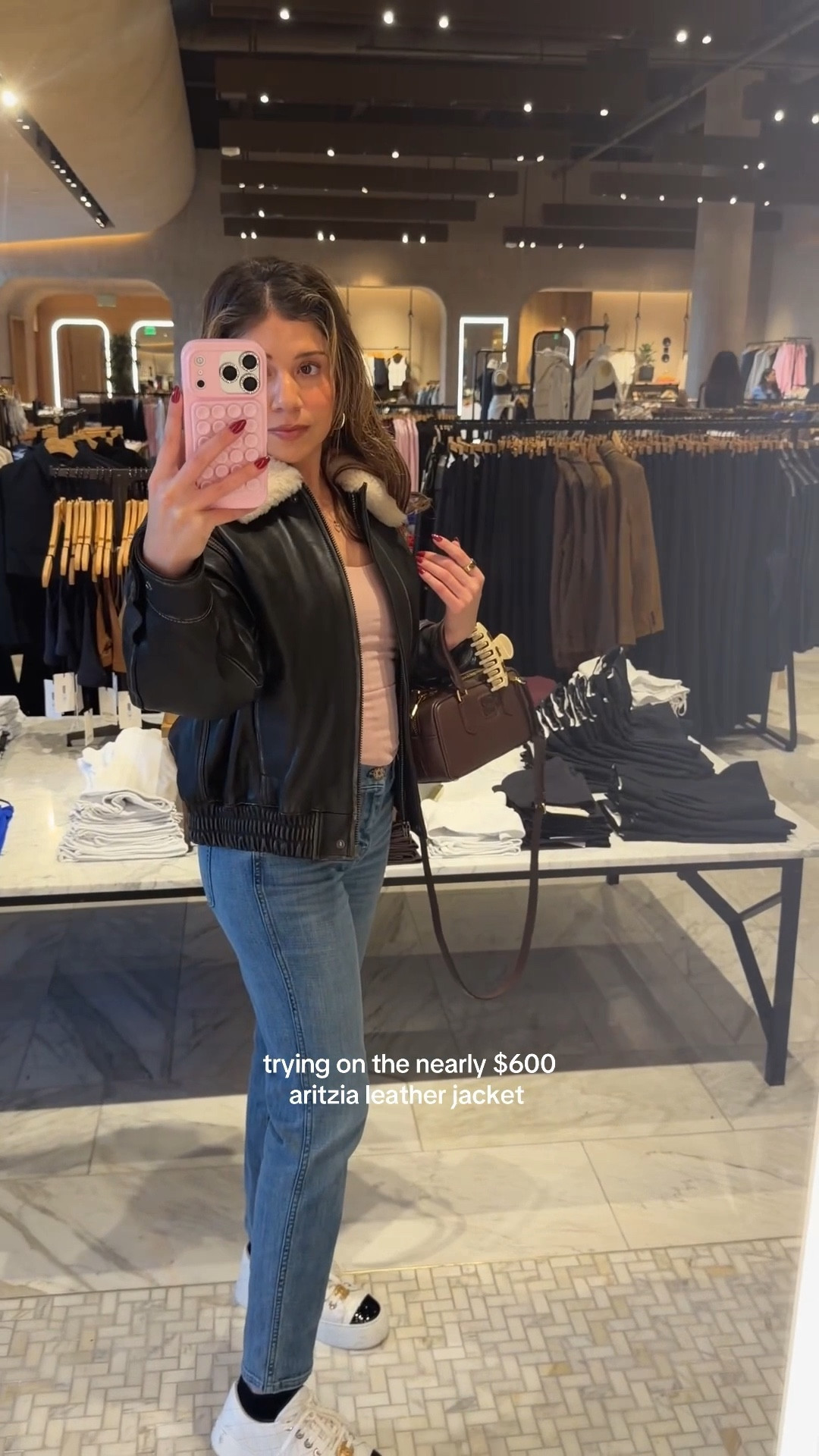 Aritzia leather jacket try-on 🖤 

#LTKdayinmylife #LTKvlog #LTKootd
