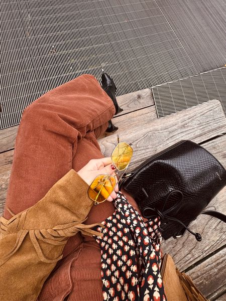 Fall boots and the perfect black bucket bag. Retro aviator sunglasses  

#LTKSeasonal