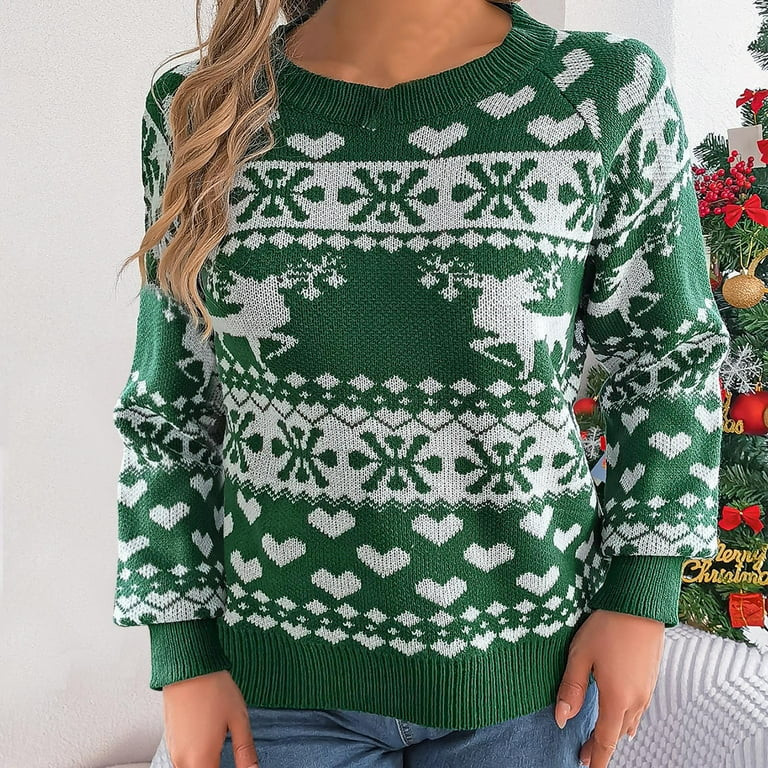 cyber and Monday Deals BUIgtTklOP No Boundaries Women's Ugly Christmas Sweaters Snowflake Reindee... | Walmart (US)