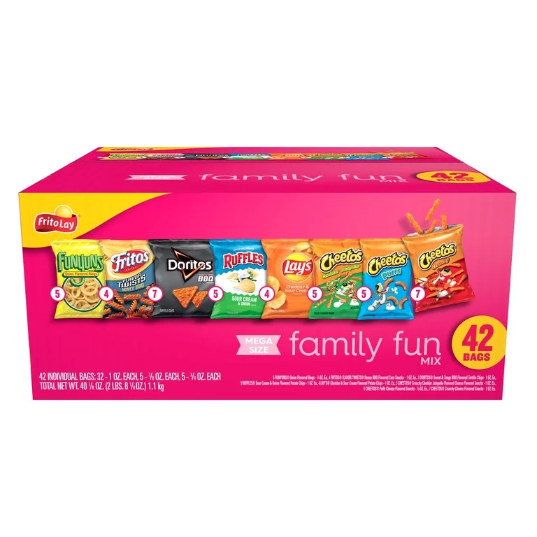 Frito Lay Family Fun Mix Chips Variety Pack, Mega Size, 42 Count | Walmart (US)