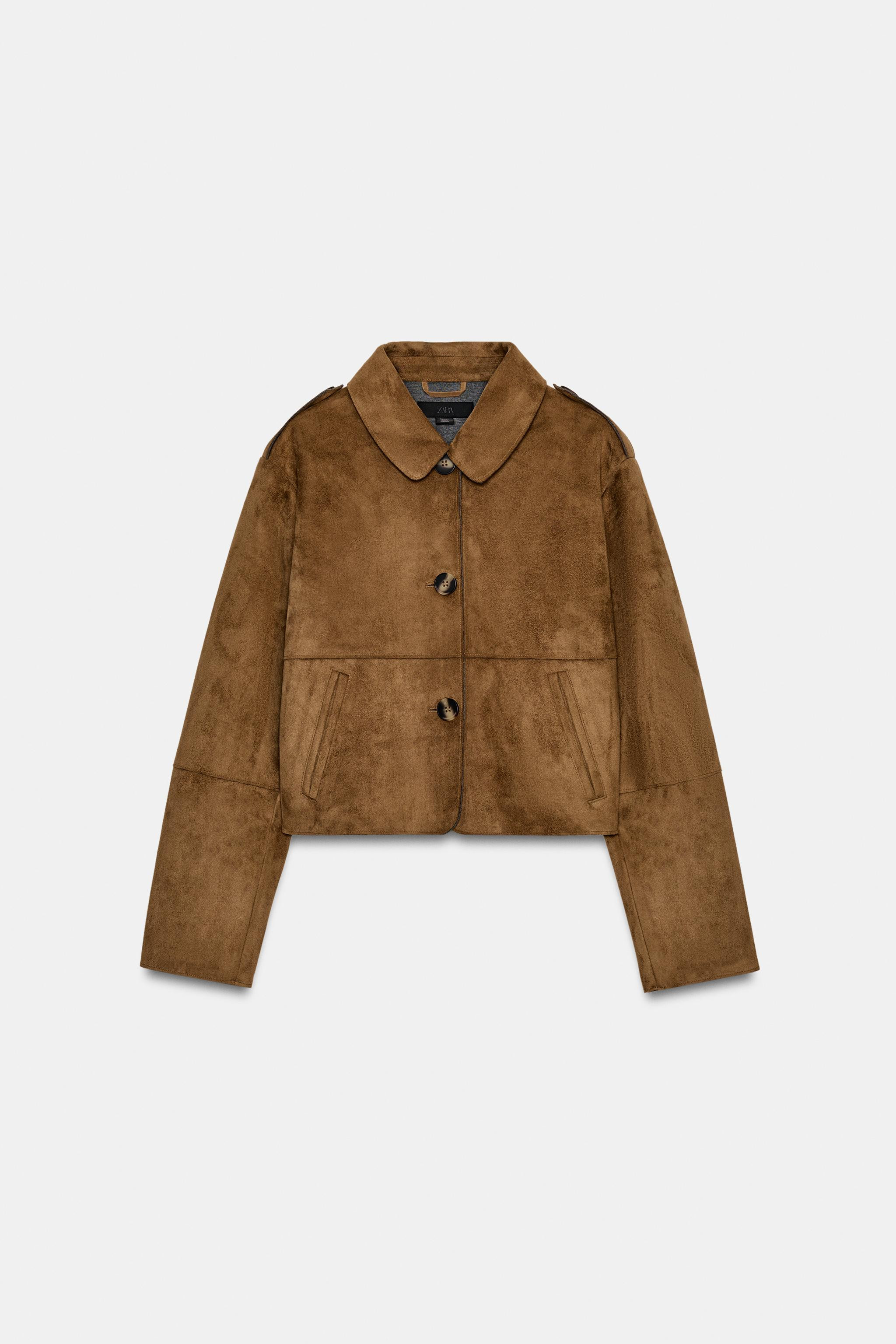 FAUX SUEDE CROPPED JACKET | Zara UK