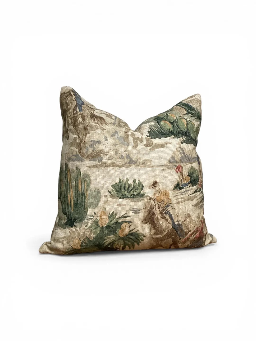 Western Desert Toile Pillow Cover, Cowboy Cactus Cushion, Neutral Rustic Landscape Pillow - Etsy | Etsy (Global)
