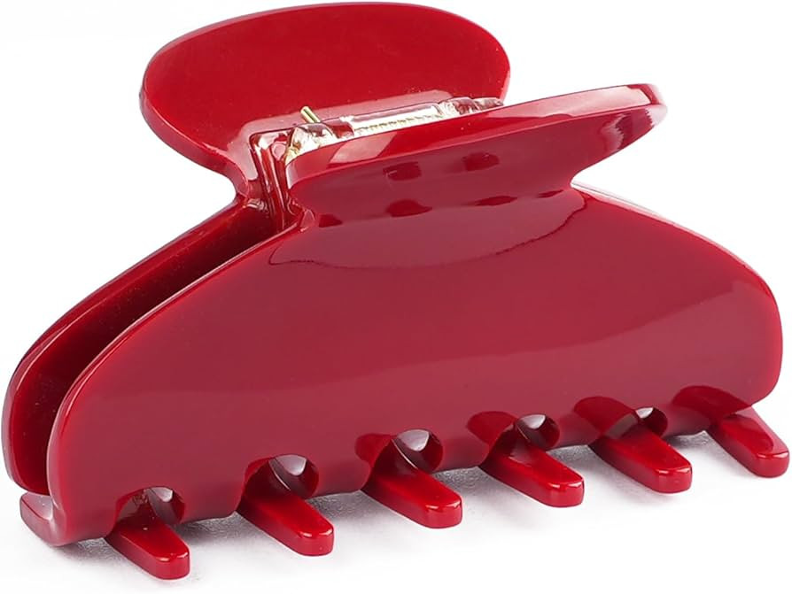 MAORULU Medium Cute Acetate Hair Claw Clip for Women Girls, 3 Inch Cherry Red Claw Clips for Thin... | Amazon (US)